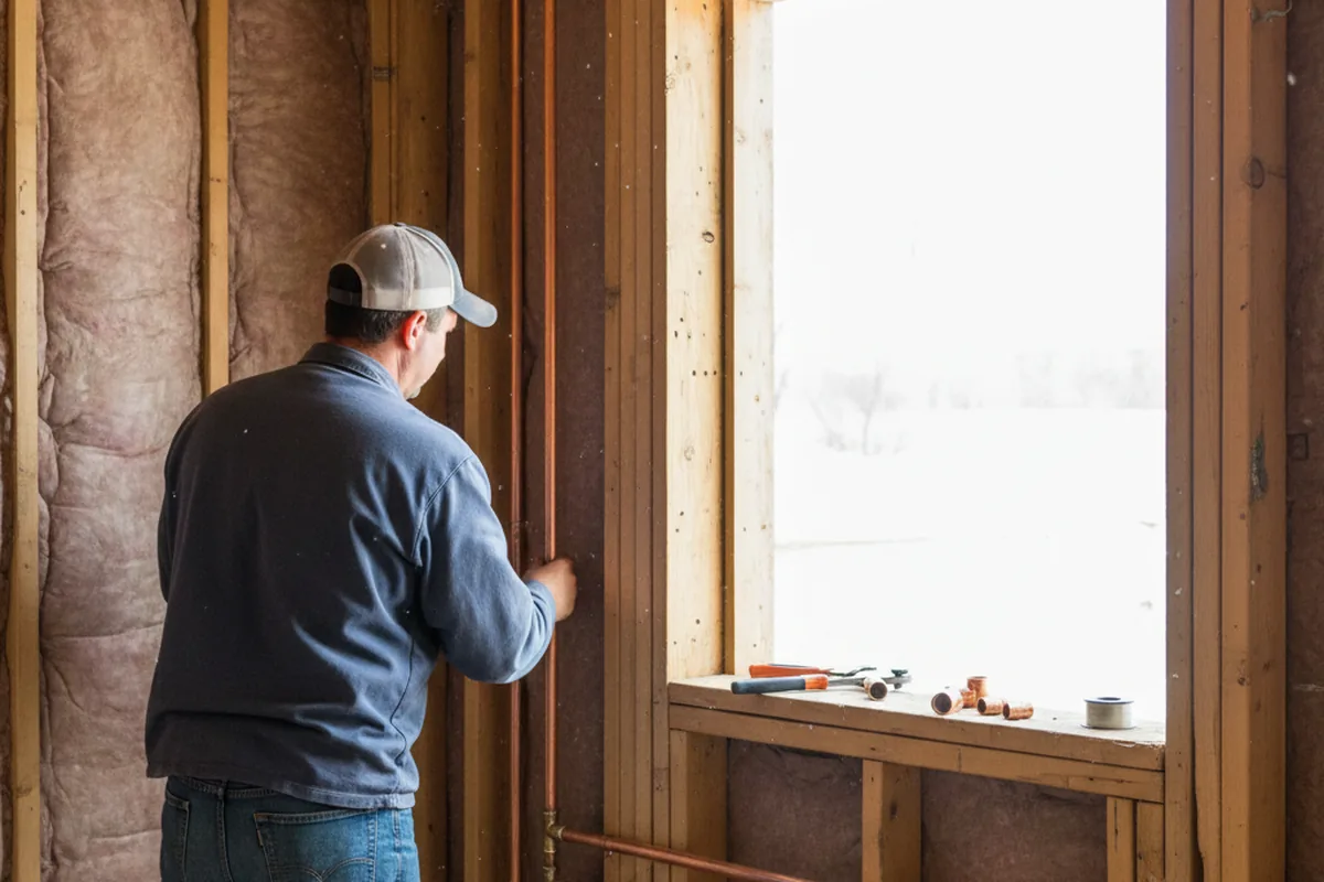Licensed plumber running new copper supply lines in a Latrobe home