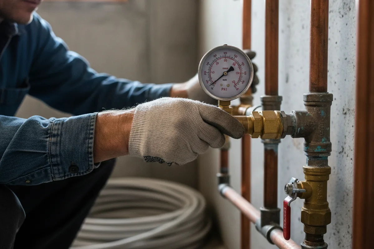 Pressure testing a repaired line during Water Line Repair in Latrobe